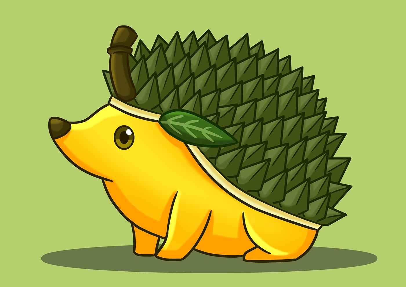 animal characters concept Fruit hedgehogs original character Durian durian fruit Digital Art  Character design 
