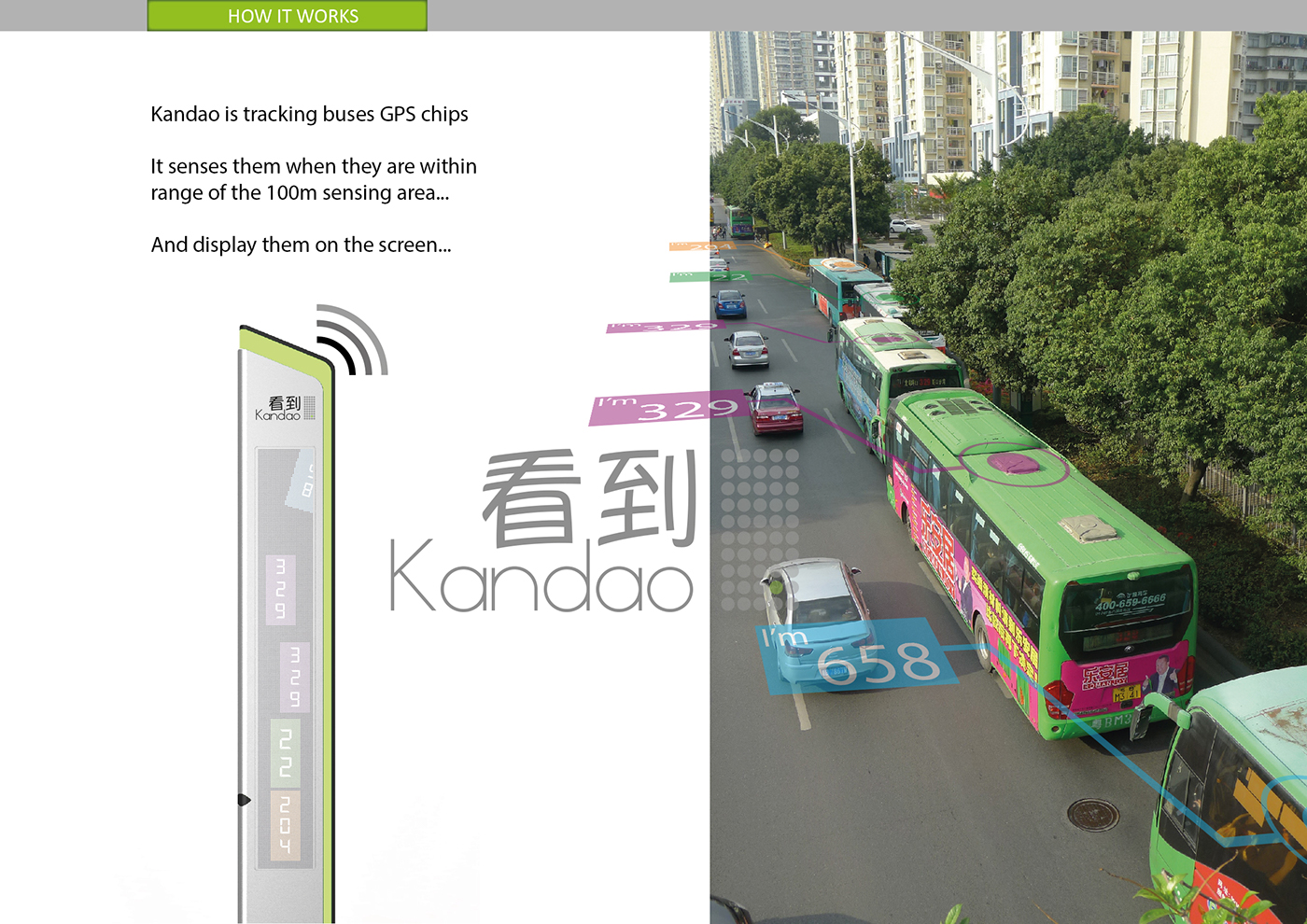 Shenzhen china  transportation  bus  kandao  urban furniture  design information Display gps app