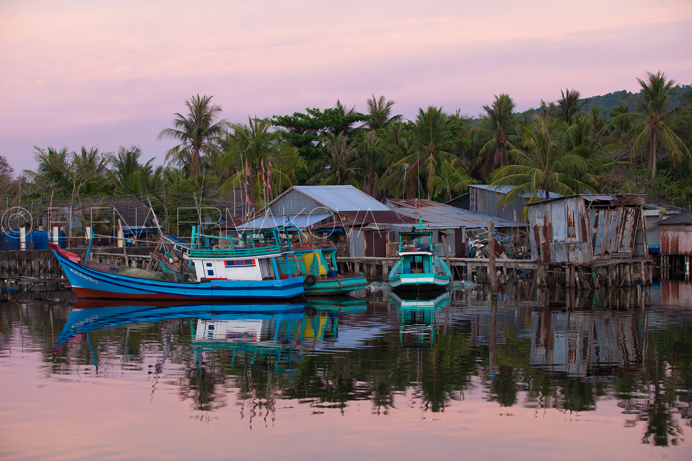 Fishing village at sunset, Phu Quoc, Vietnam 