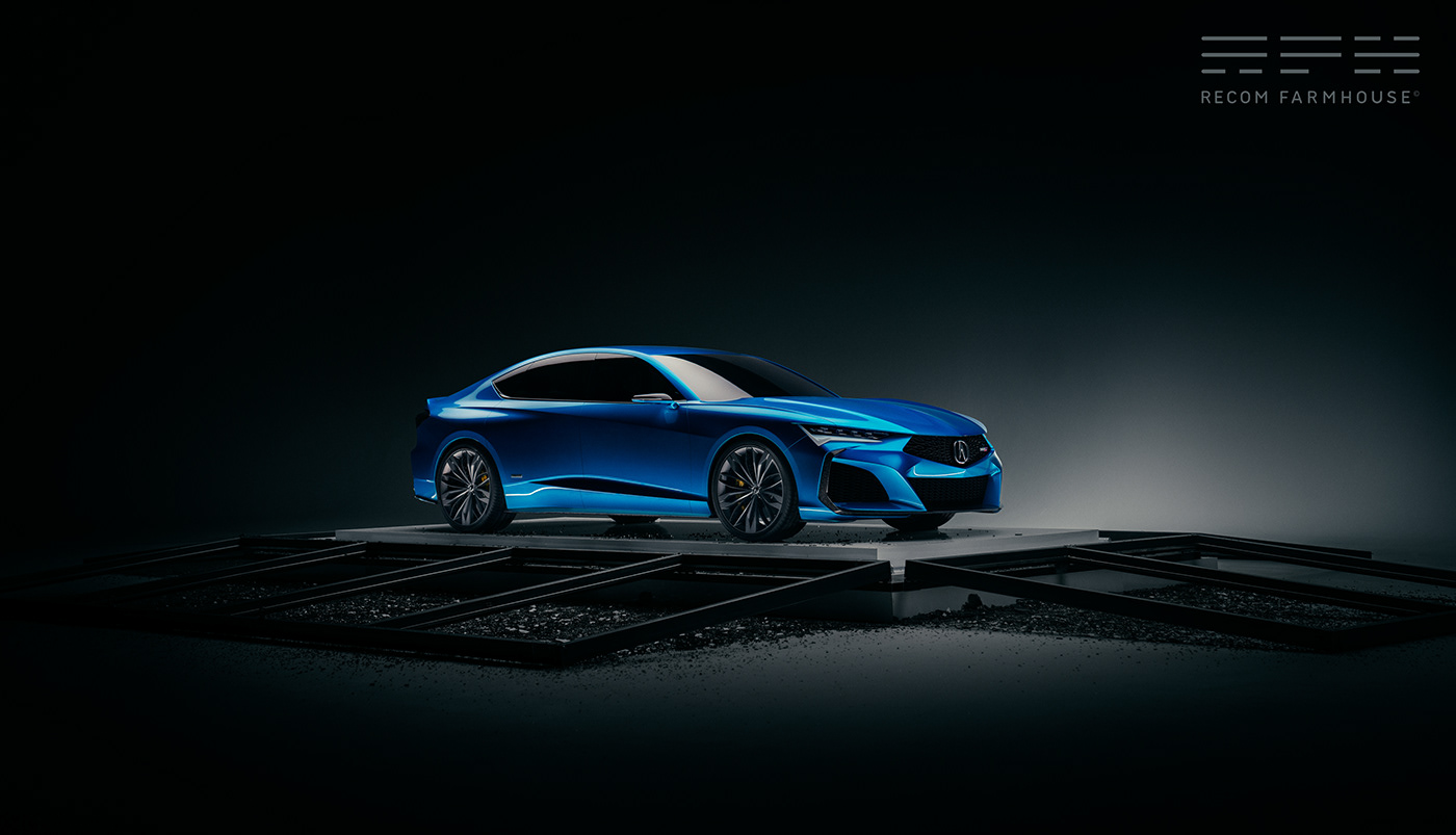 automotive   black blue cage car concept car dark launch sedan video