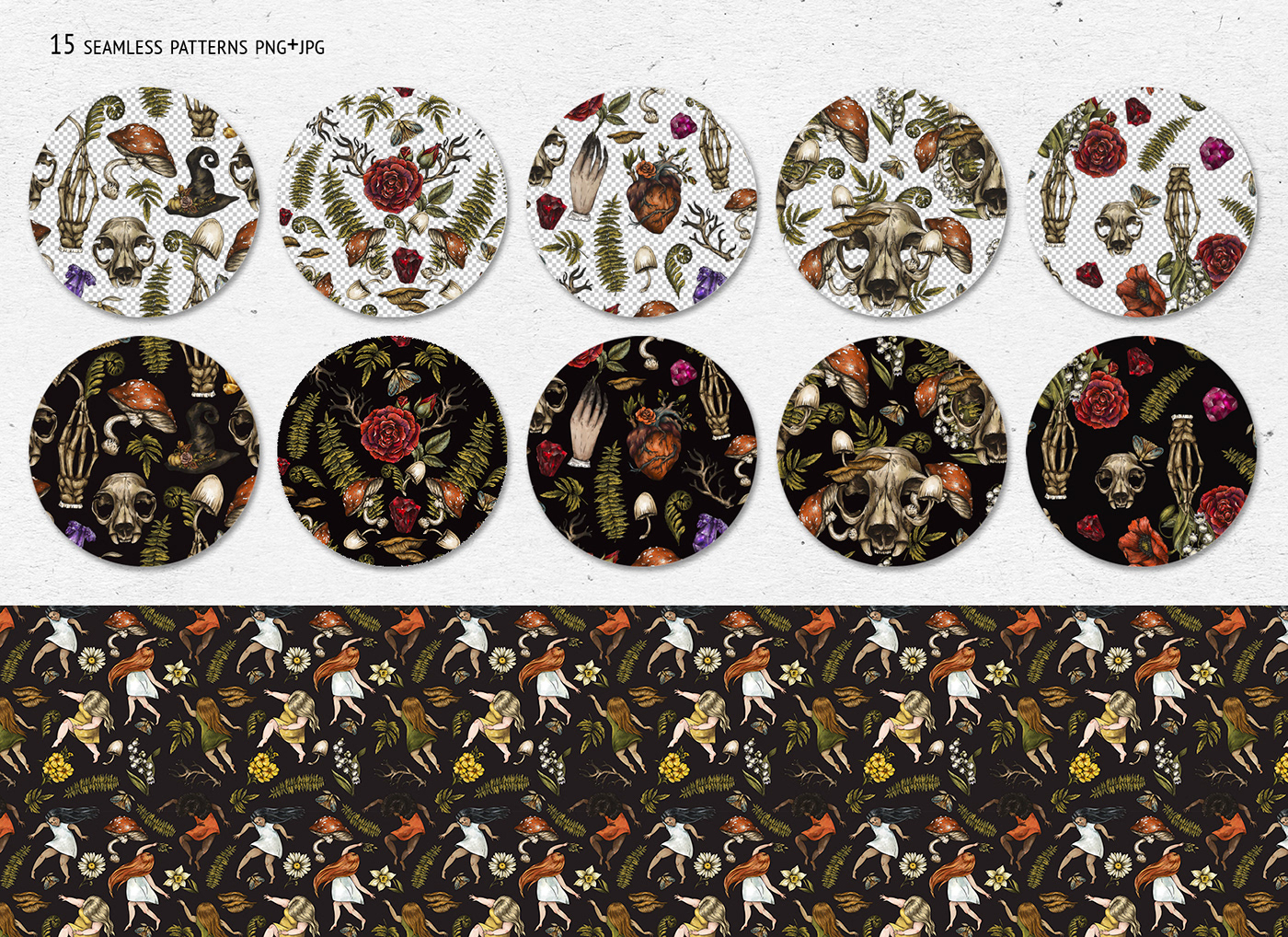artwork Digital Art  Drawing  floral Flowers ILLUSTRATION  Magic   mystery seamless pattern vintage