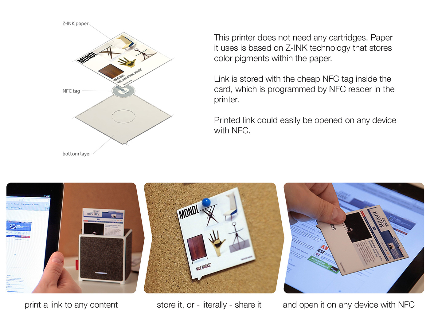 OKSU printer cards Links cube felt mini printer  Design Thinking NFC stickers