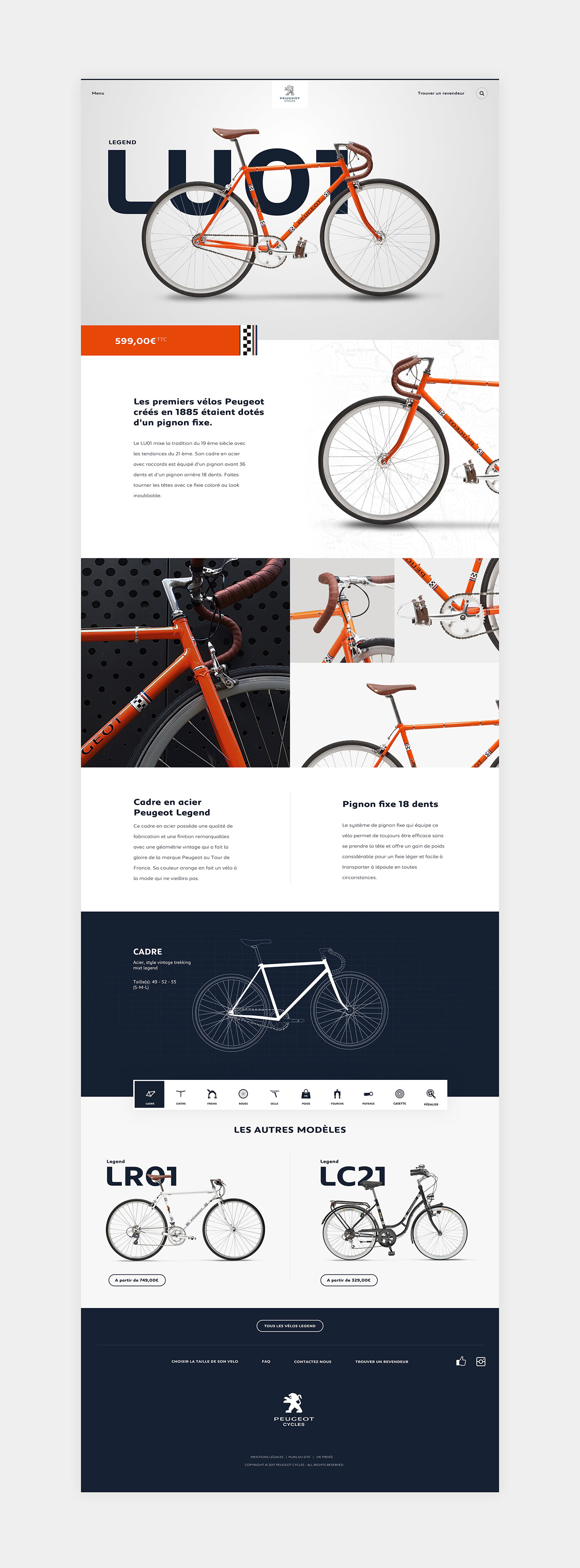 Bike cycle PEUGEOT fixie Webdesign design UI ux singlespeed art direction 