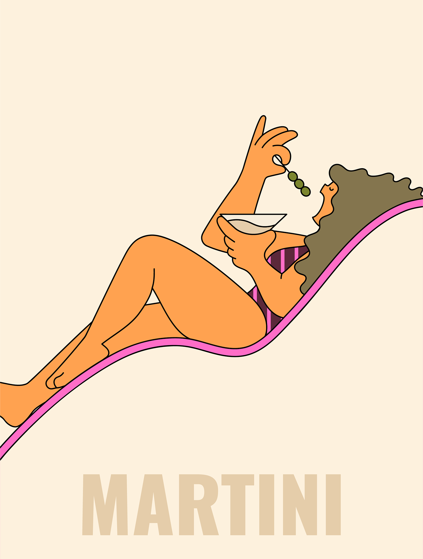 poster ILLUSTRATION  Character wine Martini drink beer vivid trendy vector
