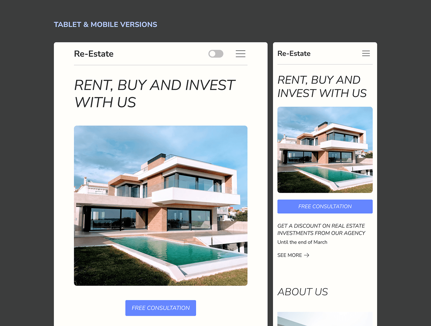 Website ui ux landing page Responsive Design Web Design  Figma real estate property design User Inerface