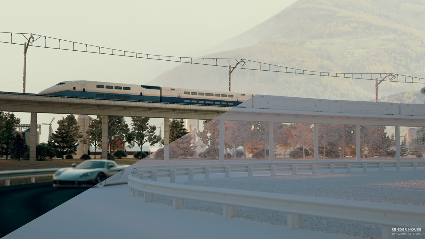 CG CGI vfx train car 3D 3d animation environment