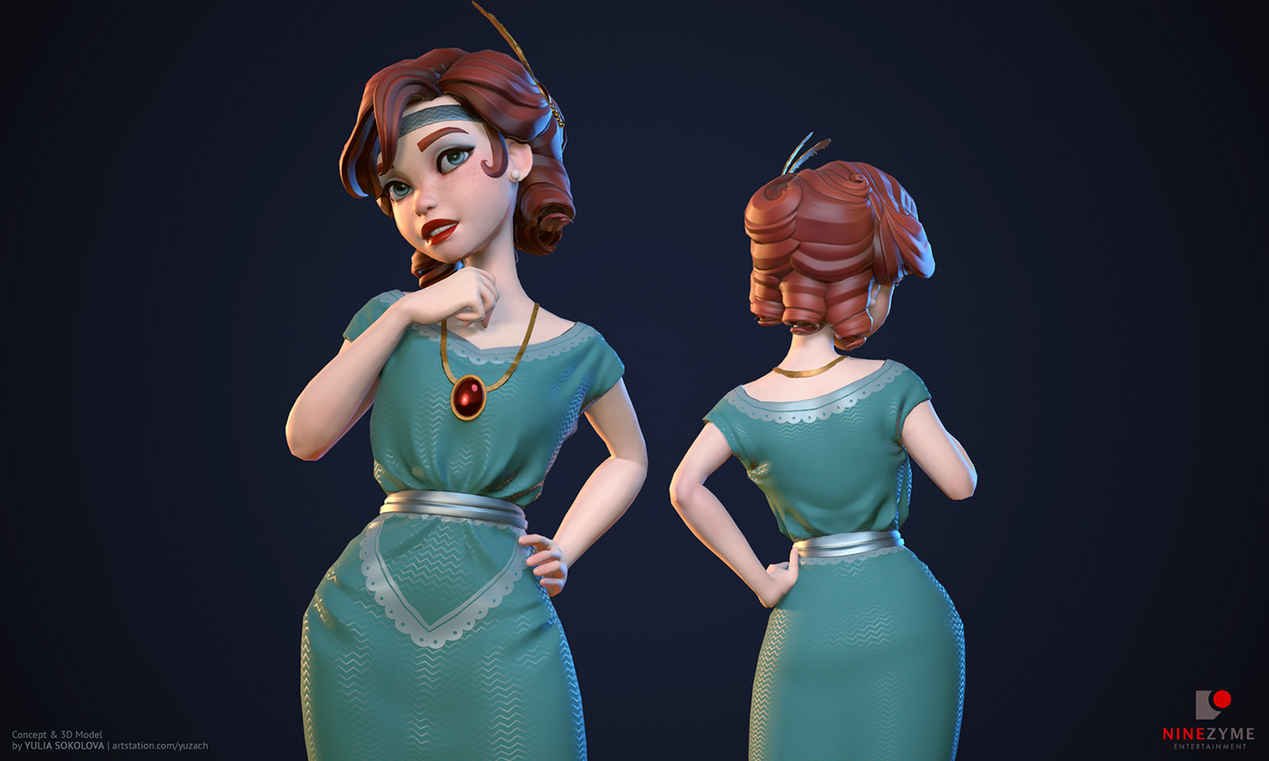 game Character female animation  3D model stylized gamedev Zbrush cartoon
