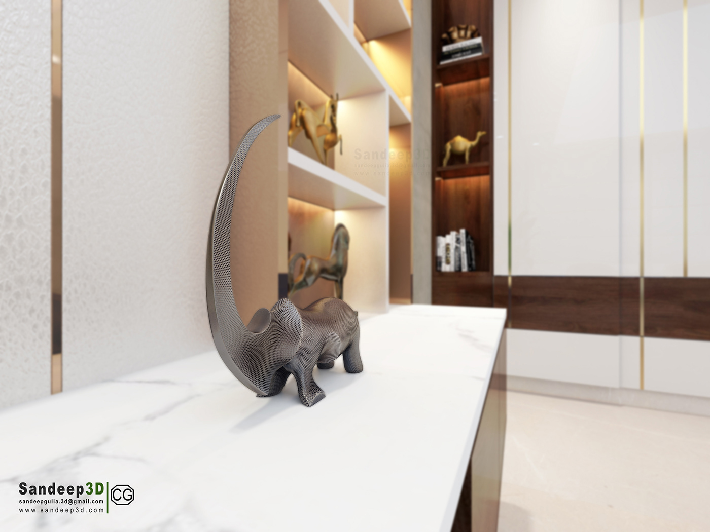 Interior modern visualization 3D vray photoshop creative rendring design bedroom