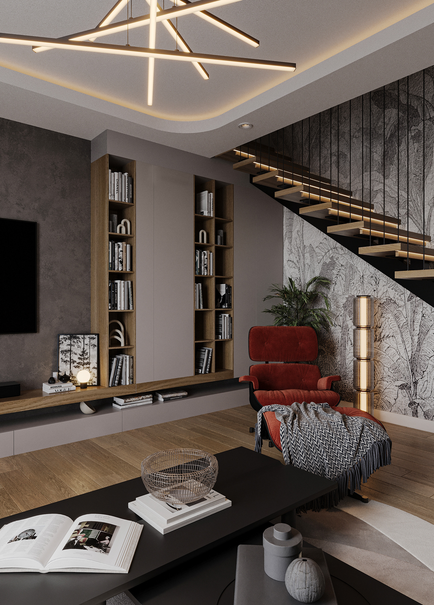 Interior LOFT 3D Render visualization interior design  archviz architecture living room Apatment