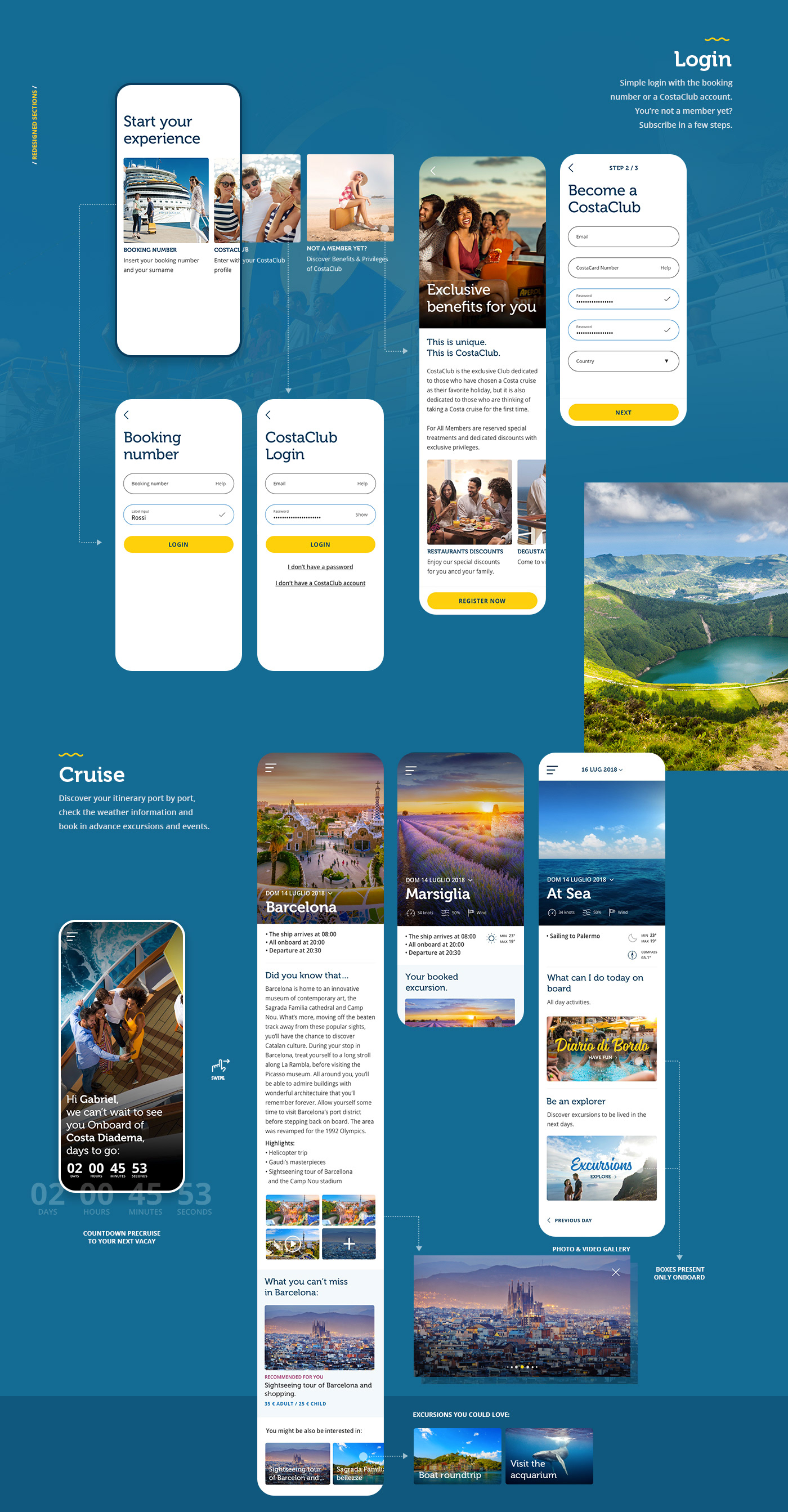 Costa costacrociere cruise Holiday ux UI app design ship