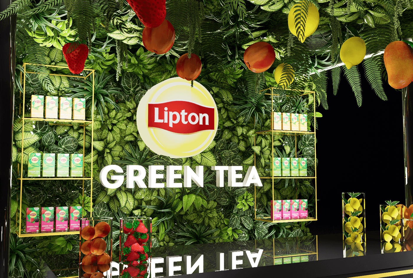 Lipton green tea booth Kiosk stall lipton  green tea