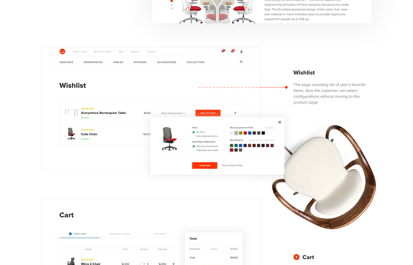 Web ux UI redesign furniture Website Responsive Ecommerce Herman Miller brand