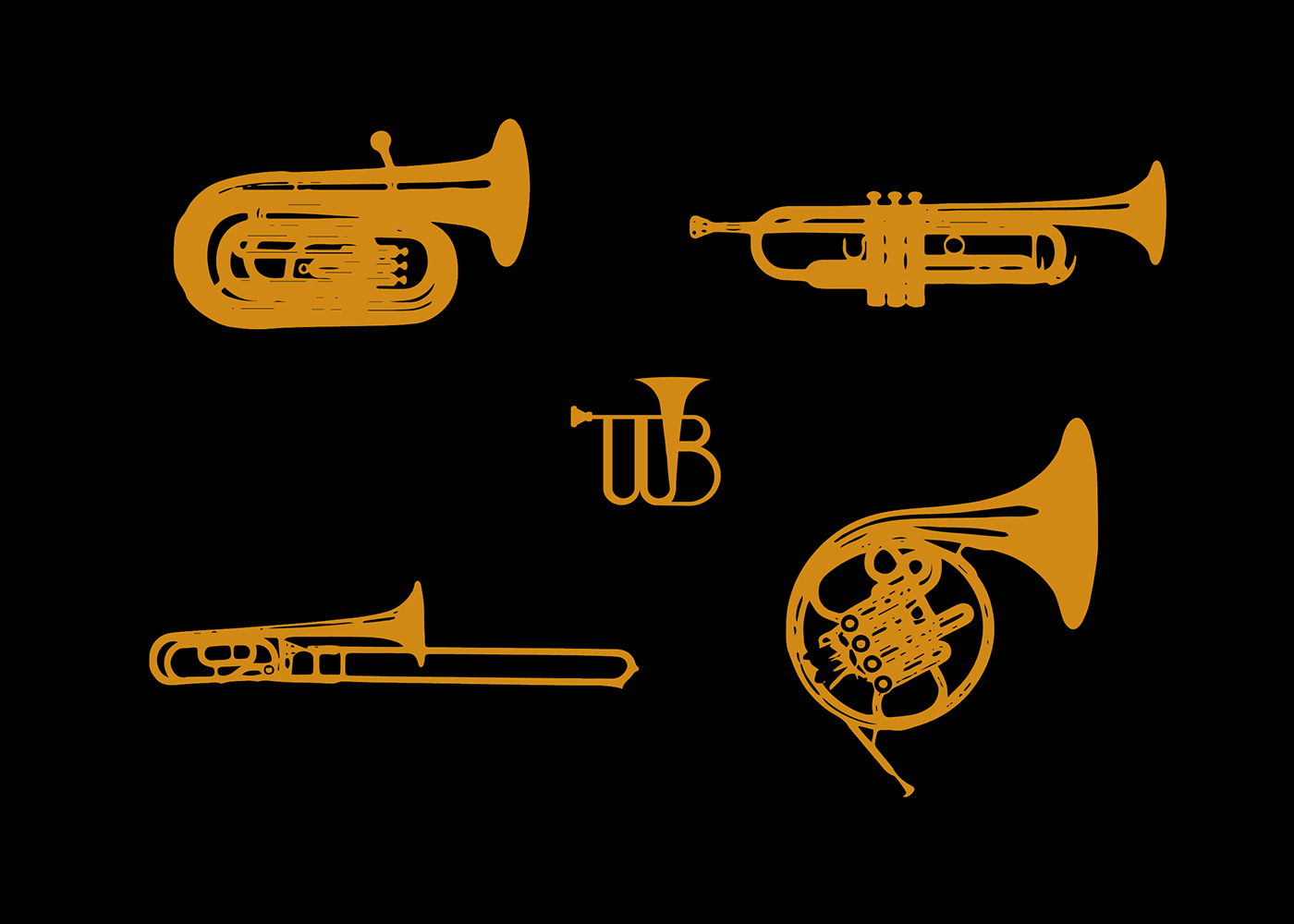branding  brass logo band instruments music businesscard