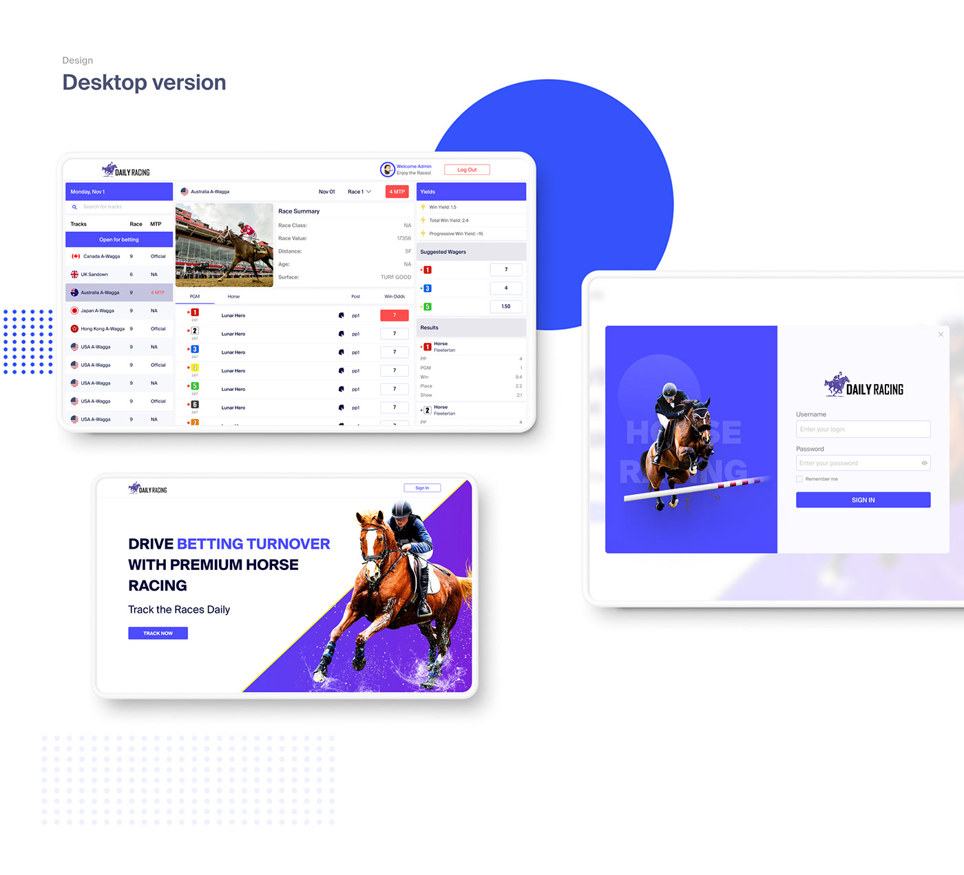Horseracing landing page Racing sport UI UI/UX ux UX design Web Design  Website