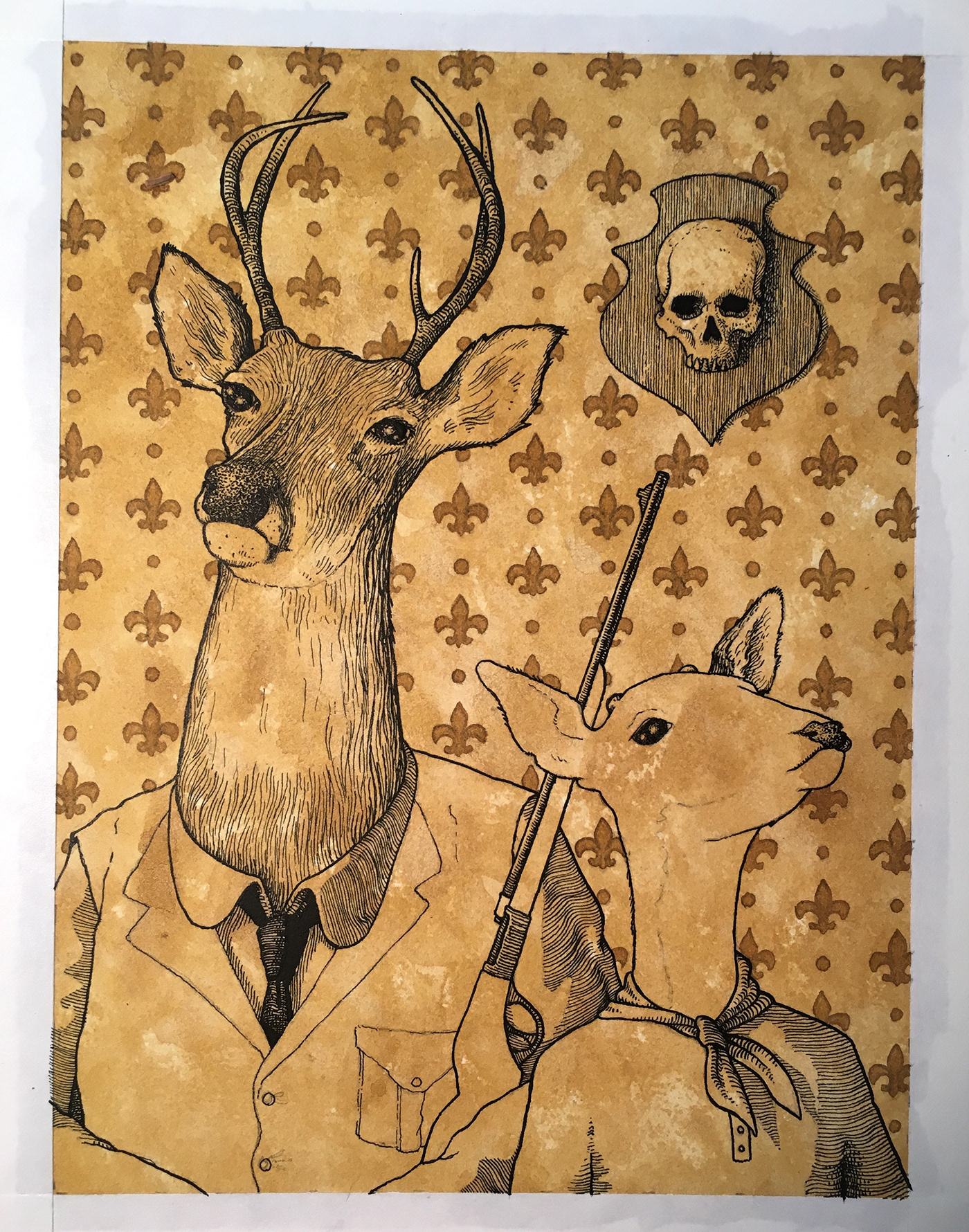 deer skull Alternate Reality Hunting photograph texture detail pen and ink animals pattern