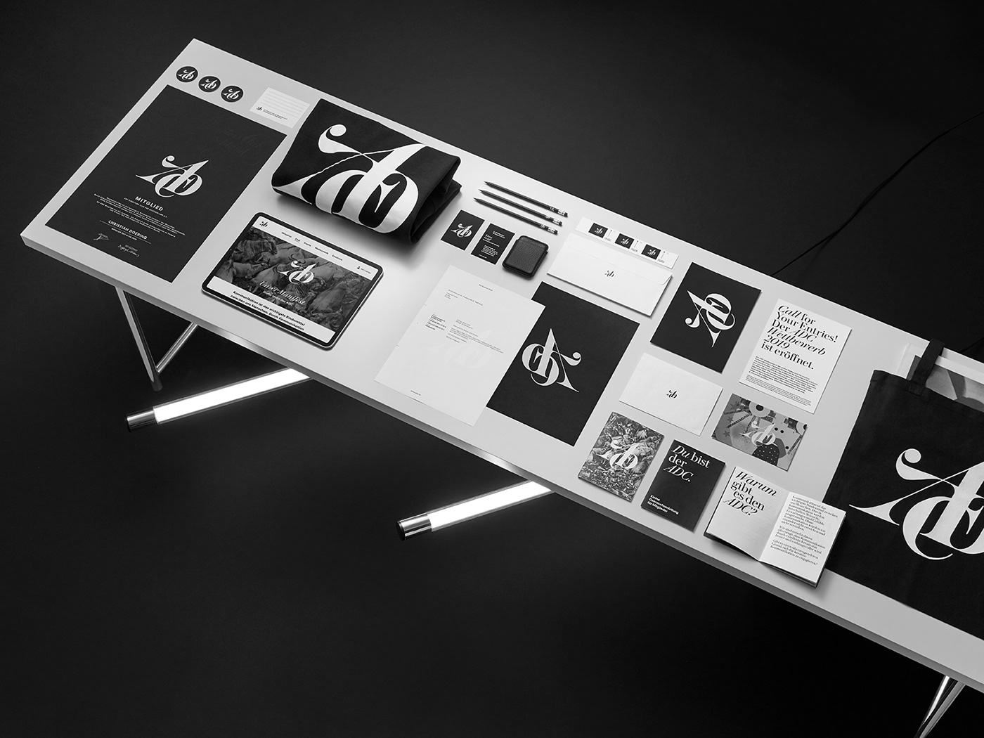 rebranding Art Directors Club logo Stationery editorial design  branding  Interface merchandise