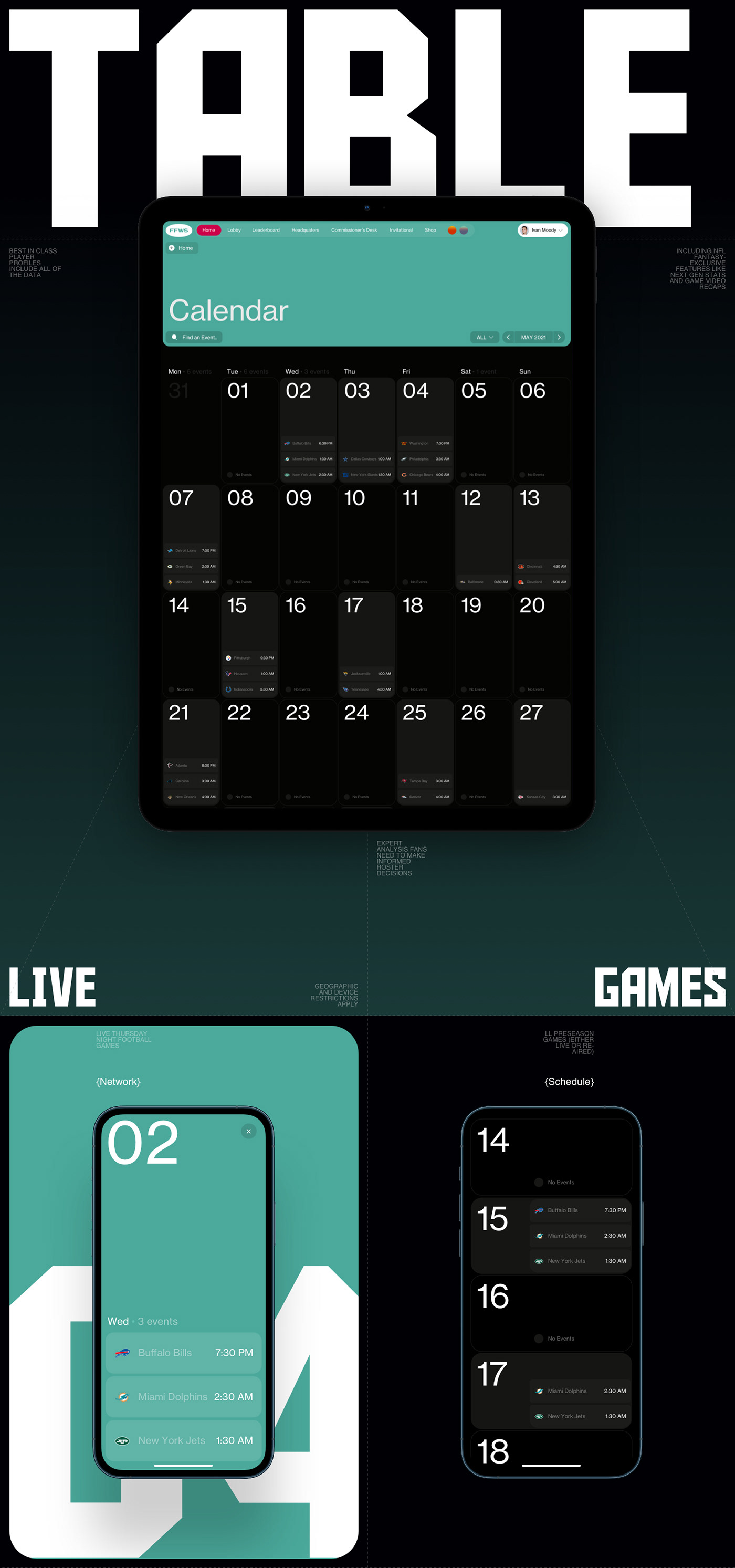 3D app fantasy football ios iPad iphone mobile nfl sport