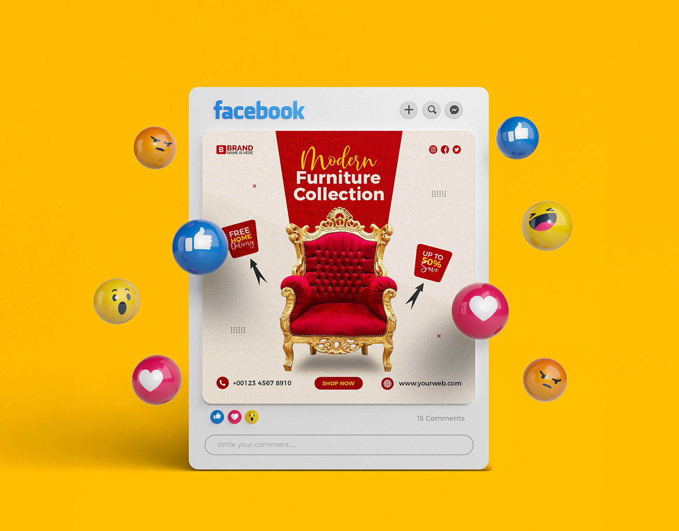 banner flyer furniture instagram marketing   modern sale Social media post template Web Banner