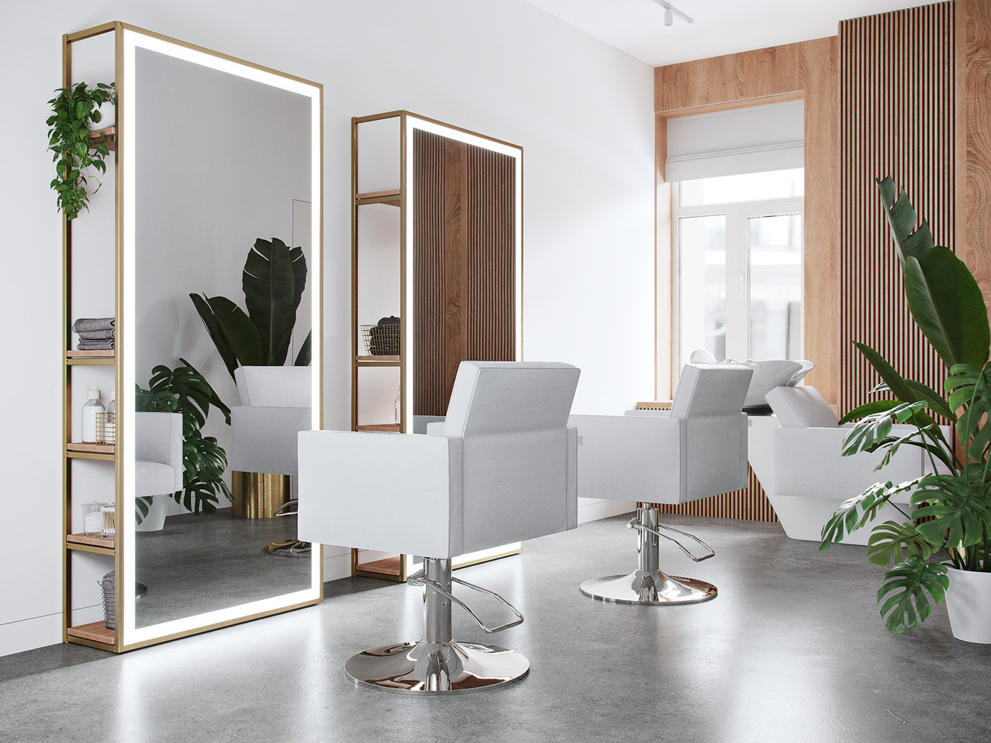 Interior design Beatys shop salon CoronaRender 