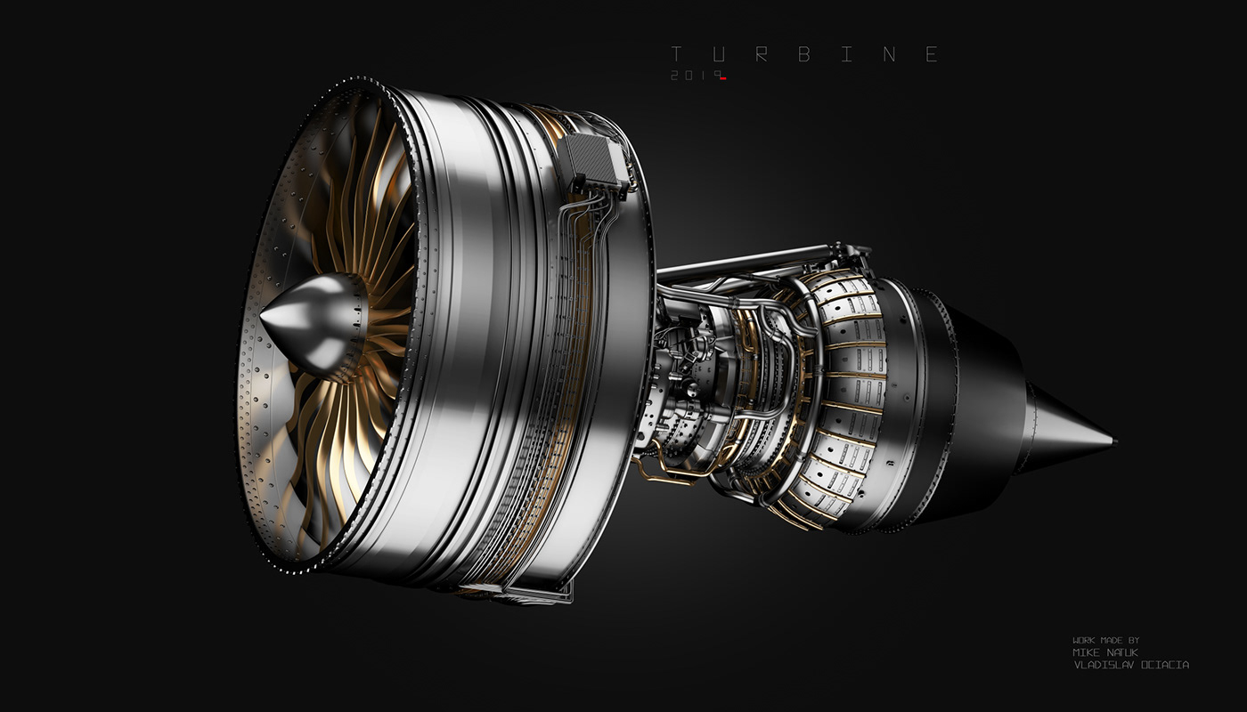 Aircraft Turbine Space  detailed modeling high-poly sci-fi Real Technology plane