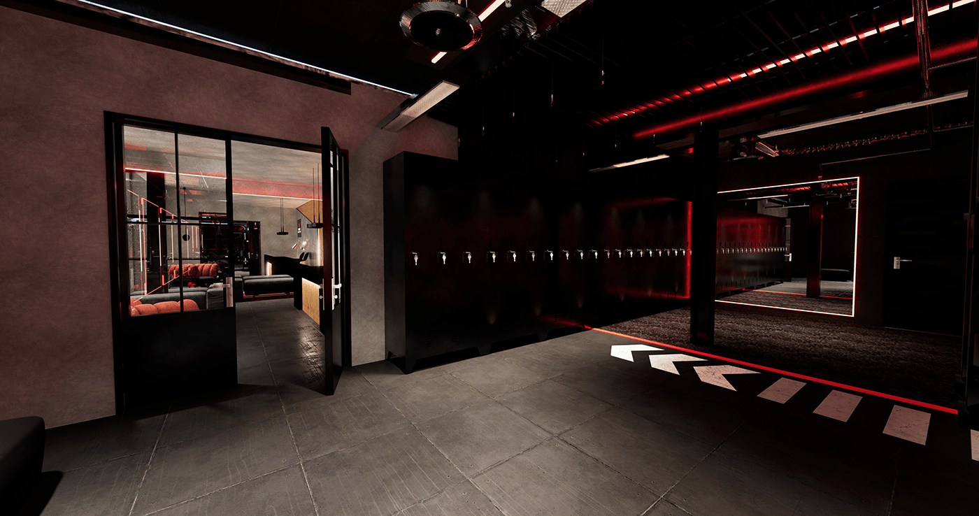 interior design  reuse Interior Architecture Render 3D model gym red