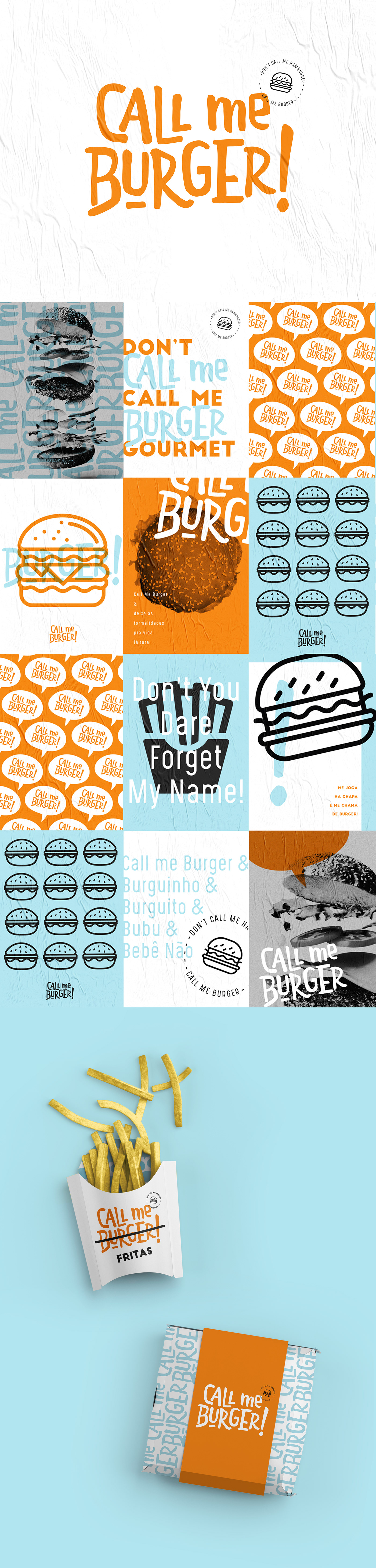 brand burger callme colorful diner Fun logo posters restaurant stamp