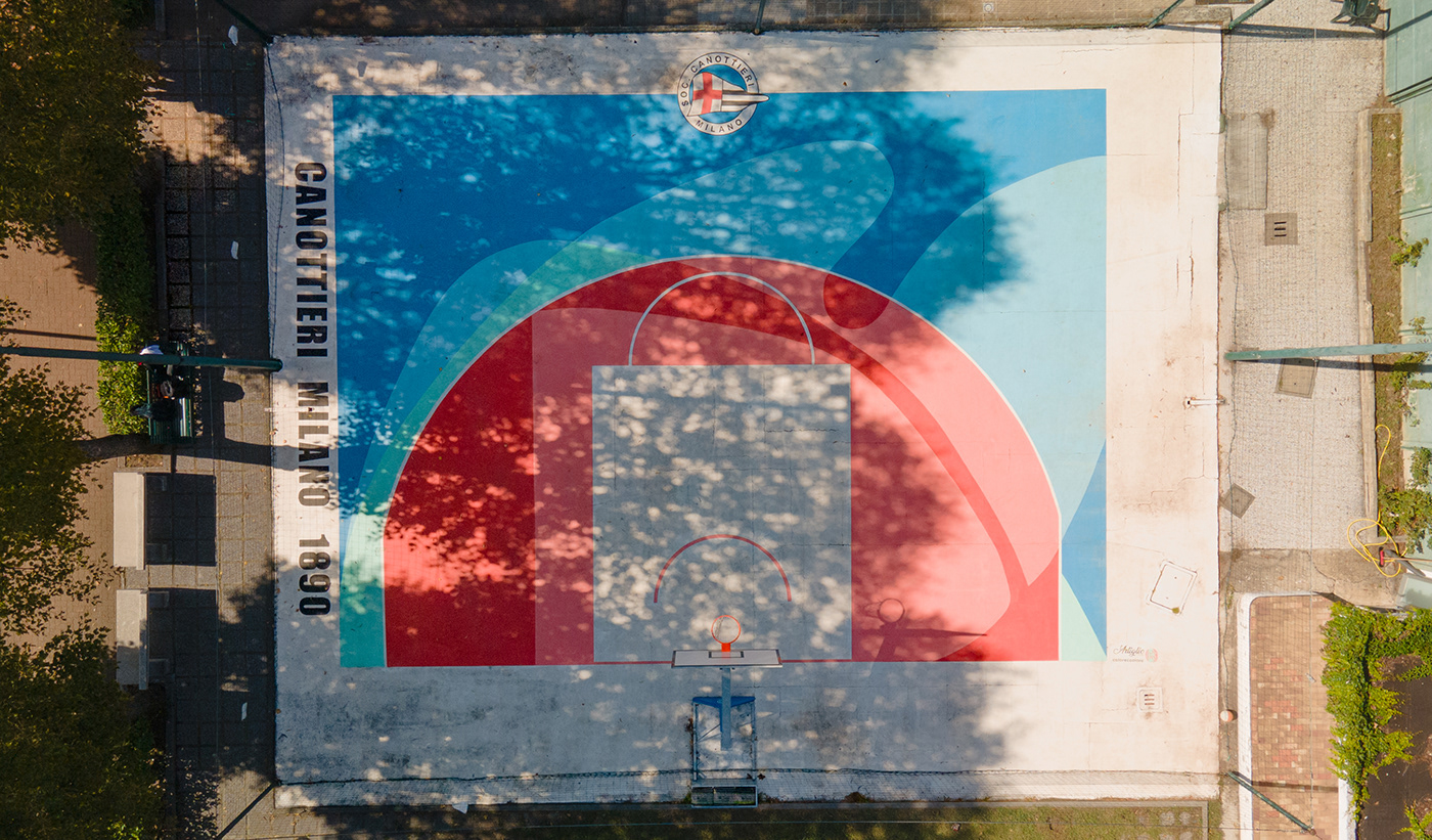 Outdoor mural art basket basketball court sports painting   asphalt Urban Design surface design