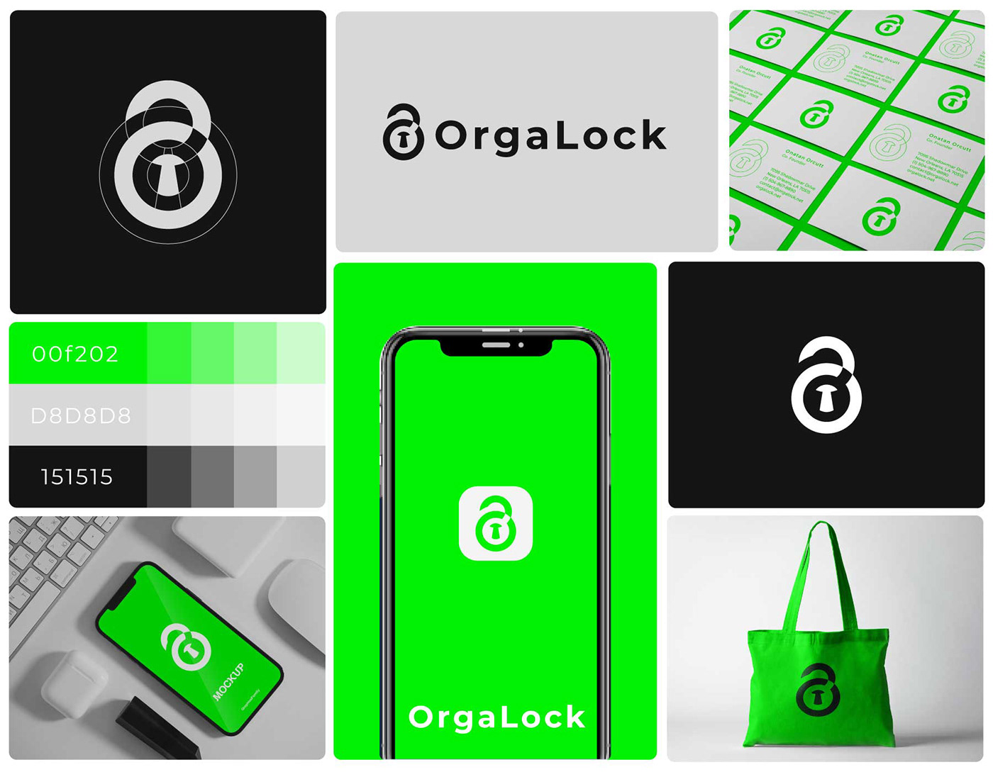 logo brand identity organic green lock security safety Logo Design creative modern