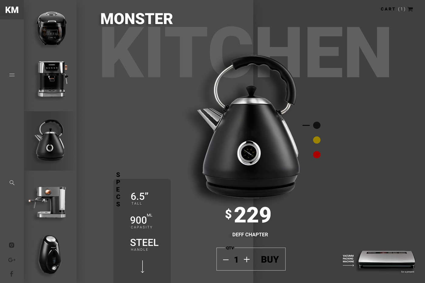 dark design kitchen Online shop store template UI ux Web
