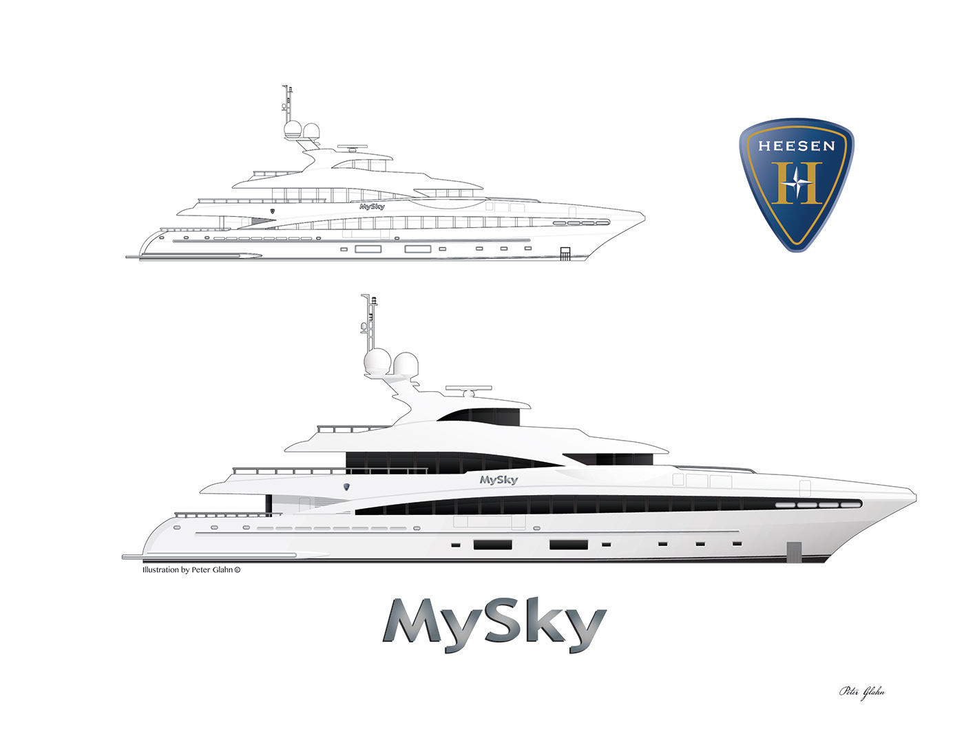 yacht boat super yacht line drawing Sail nautical feadship Lurssen heesen Oceanco