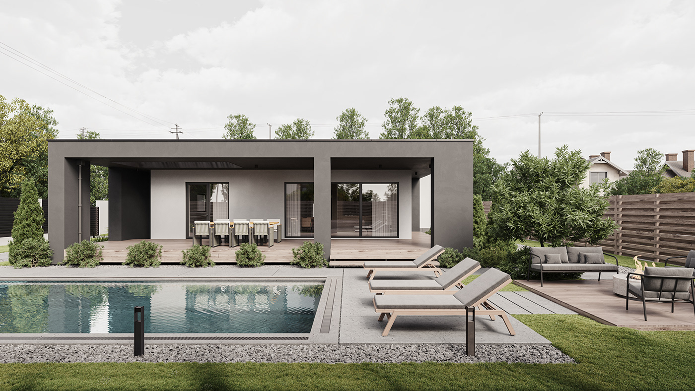 3ds max corona arhitecture exterior house 3D visualization corona render  3dmax Render