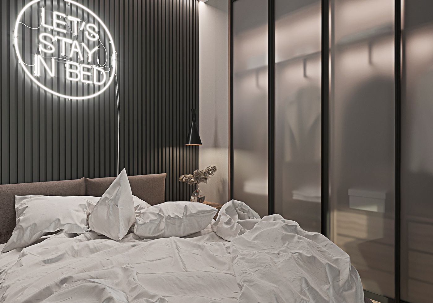3ds max 3д corona renderer design Interior визуализация дизайн интерьера Интерьер спальни Квартира-студия спальня