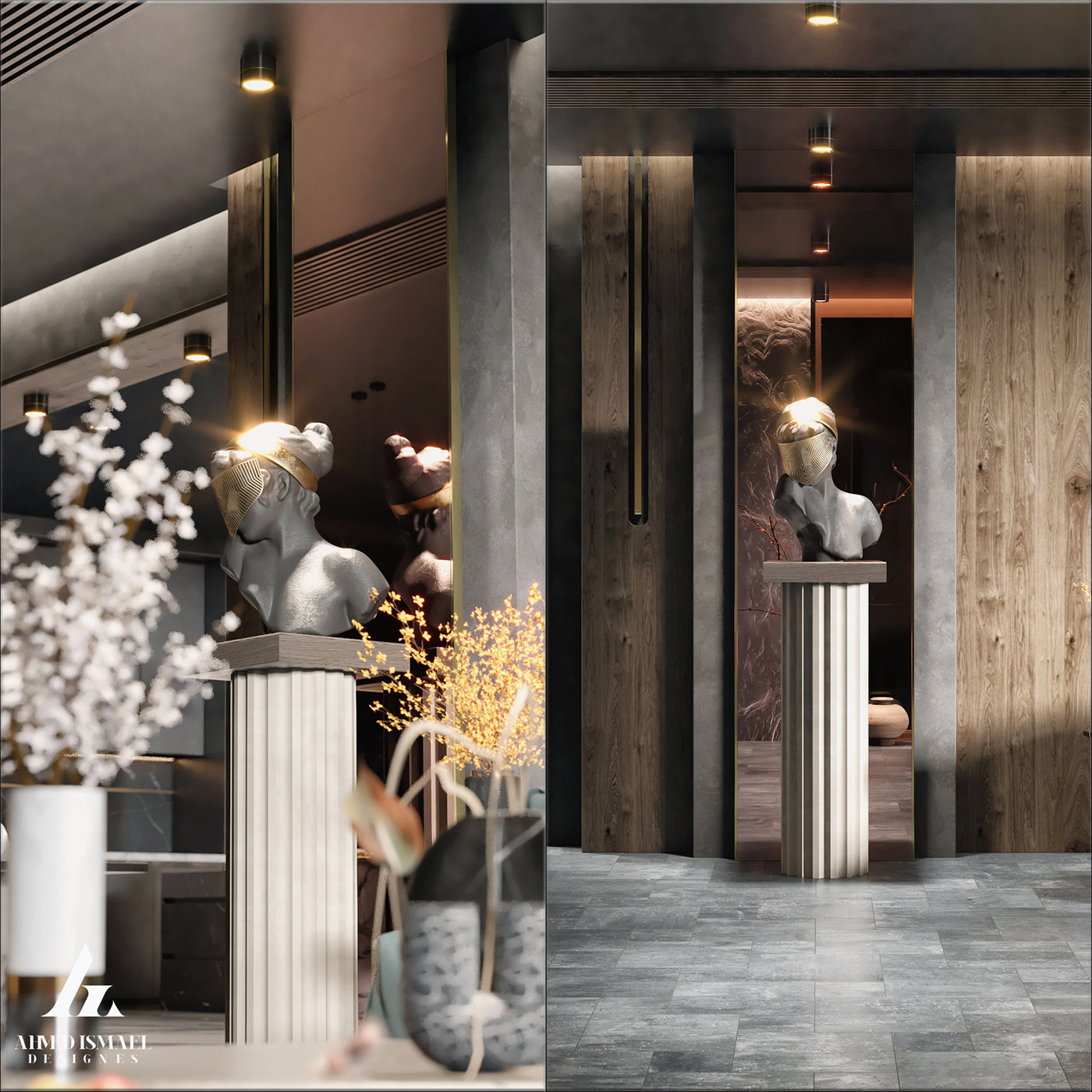 3ds max architecture design Interior interior design  luxury modern reception visualization vray