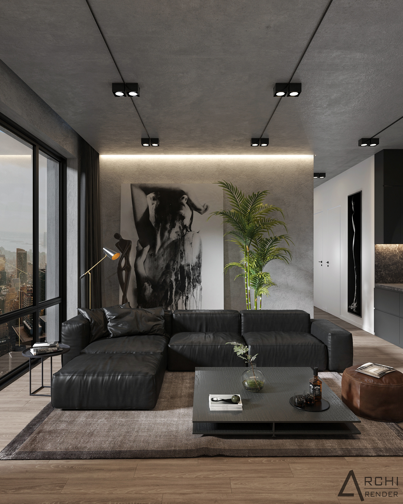 apartment cool dark design Interior interior design  living room room