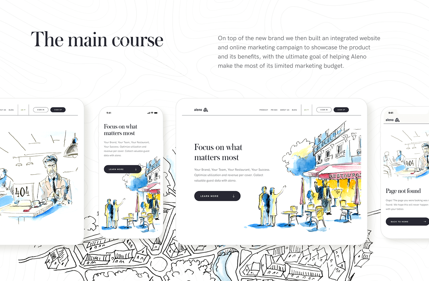 Interface marketing   product design  restaurant UI ux watercolor Web Design  Website