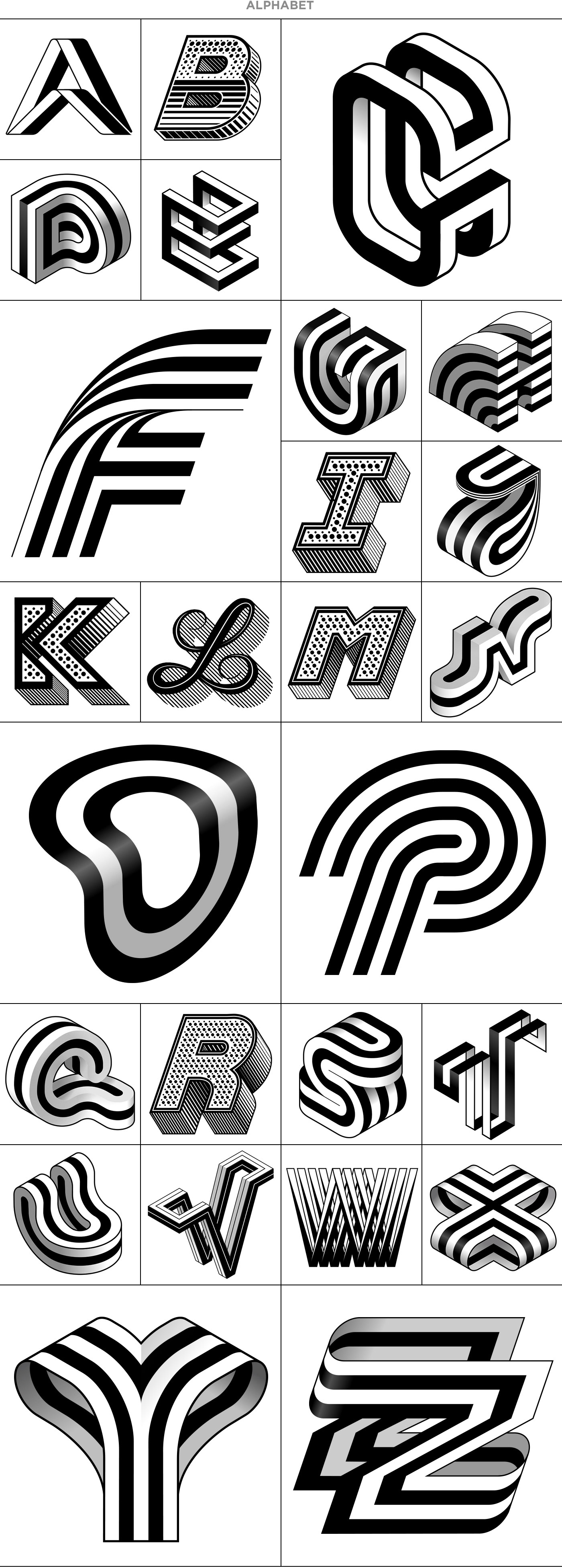 Isometric typography   Watches colors type 3DType alphabet