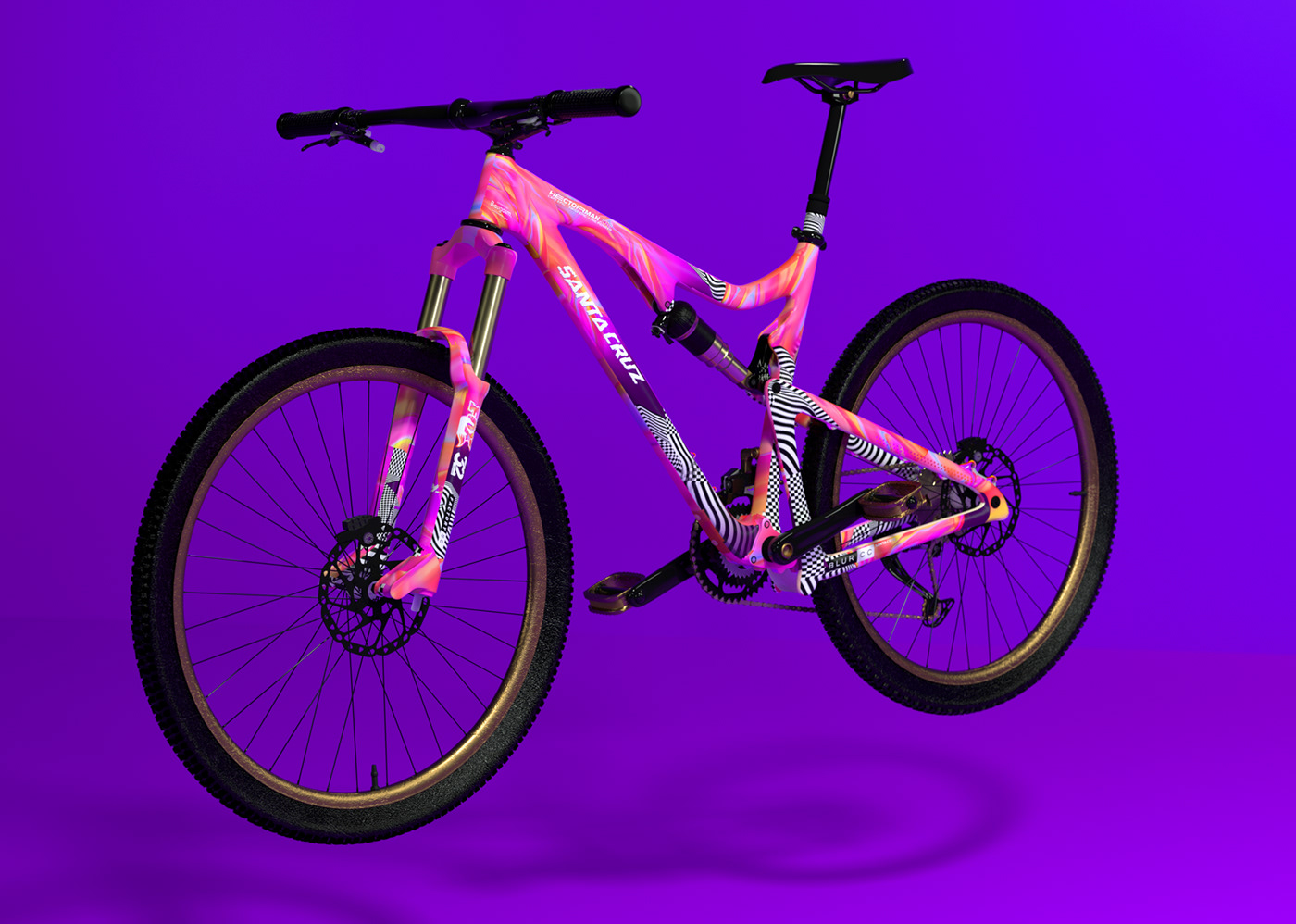 Baugasm gradient santa cruz mountain bike Bike Bicycle design colorfull 3D blurcc