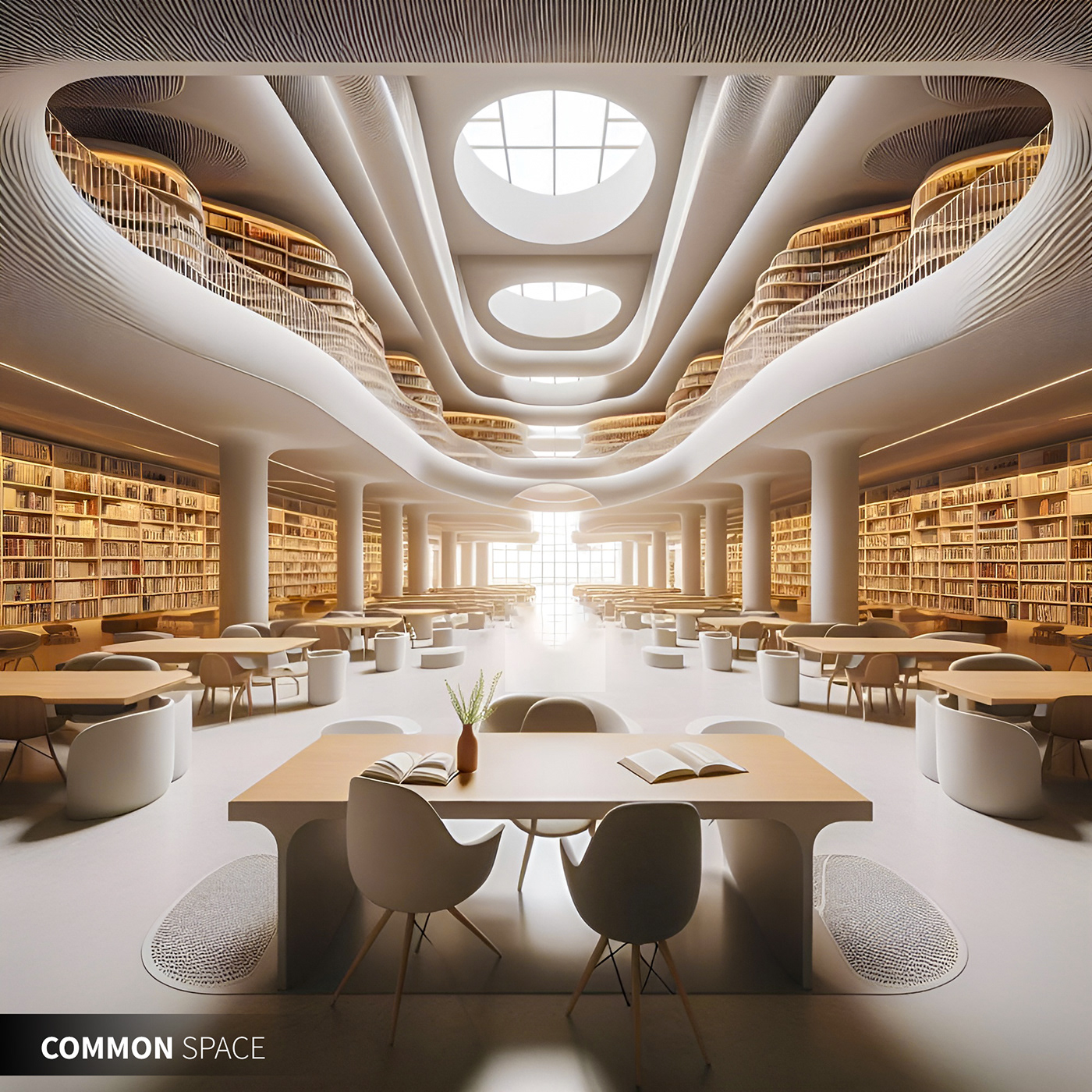 library book interior design  artificial intelligence parametric Essam Soliman ai