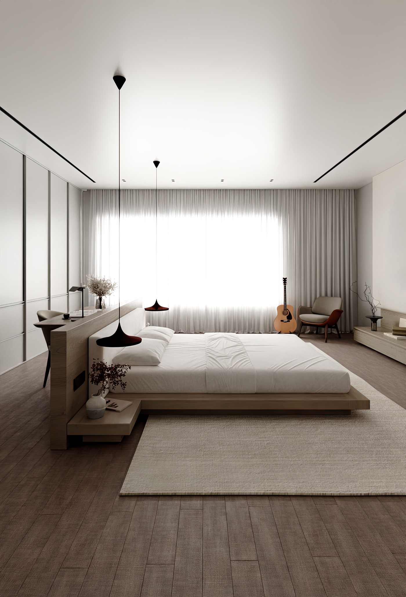 bedroom interior design  3ds max corona visualization archviz Render minimal bedroom design Interior