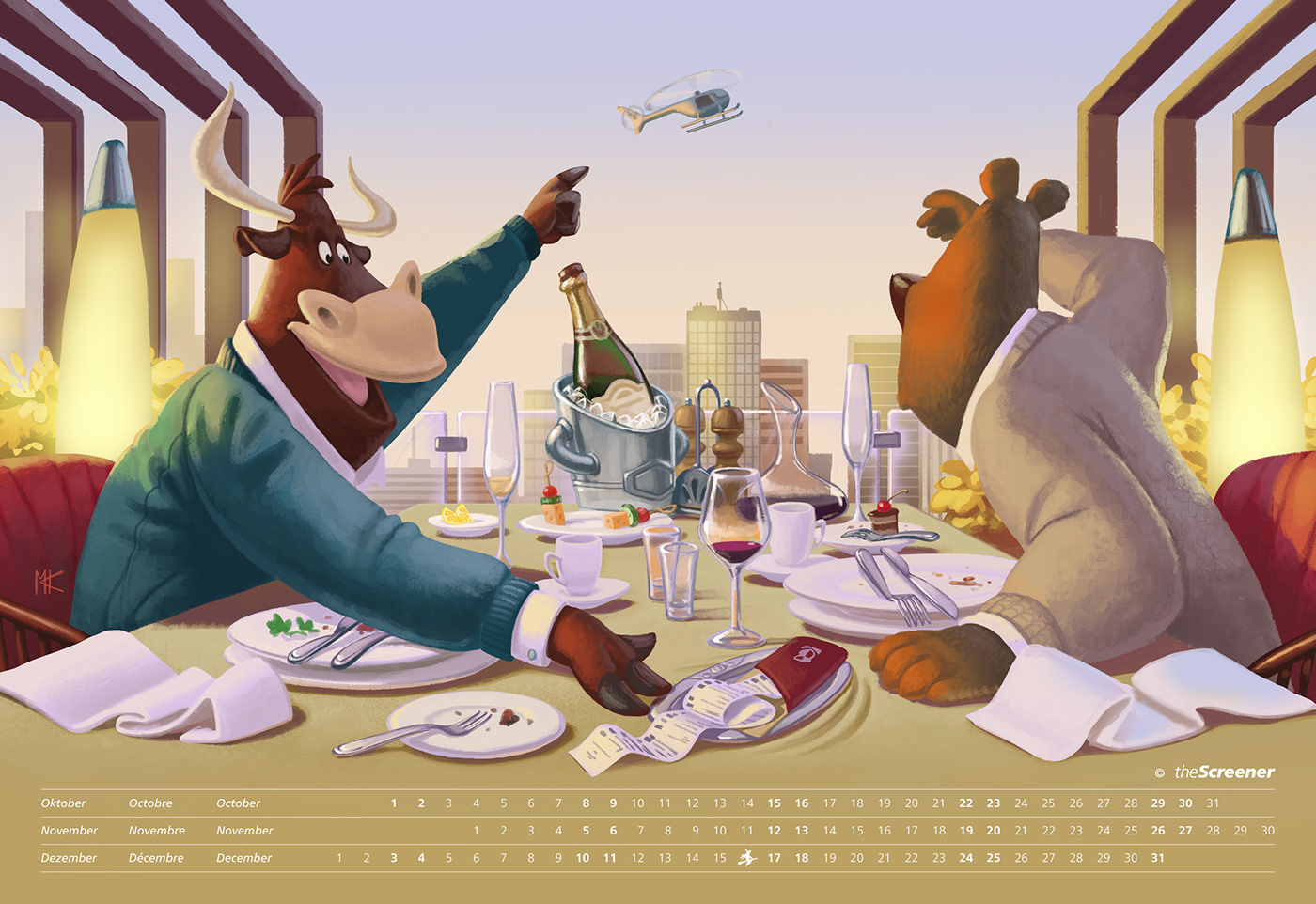 animals calendar cartoon digital illustration finance funny restaurant seasons