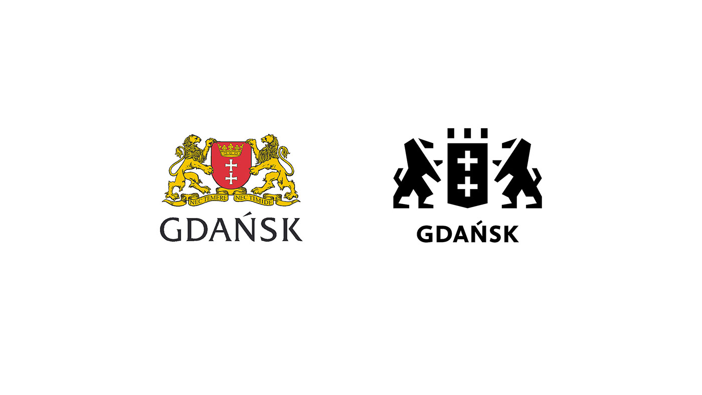 Gdansk city brand logo lion arms crest symbol information sign citizen