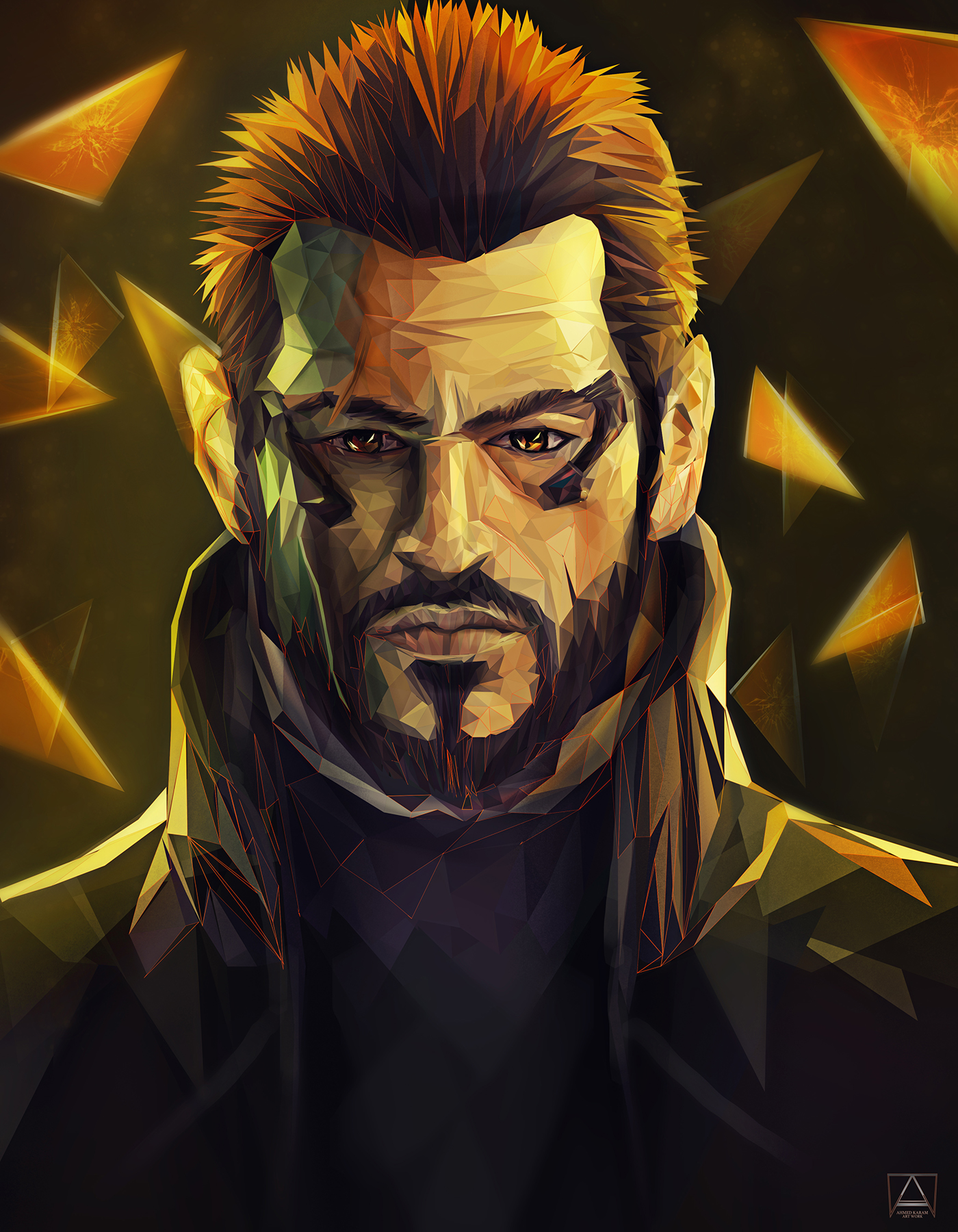deus ex abstract lowpoly art digitalart paint man game workflow lights cover surreal levitation vector polygonal