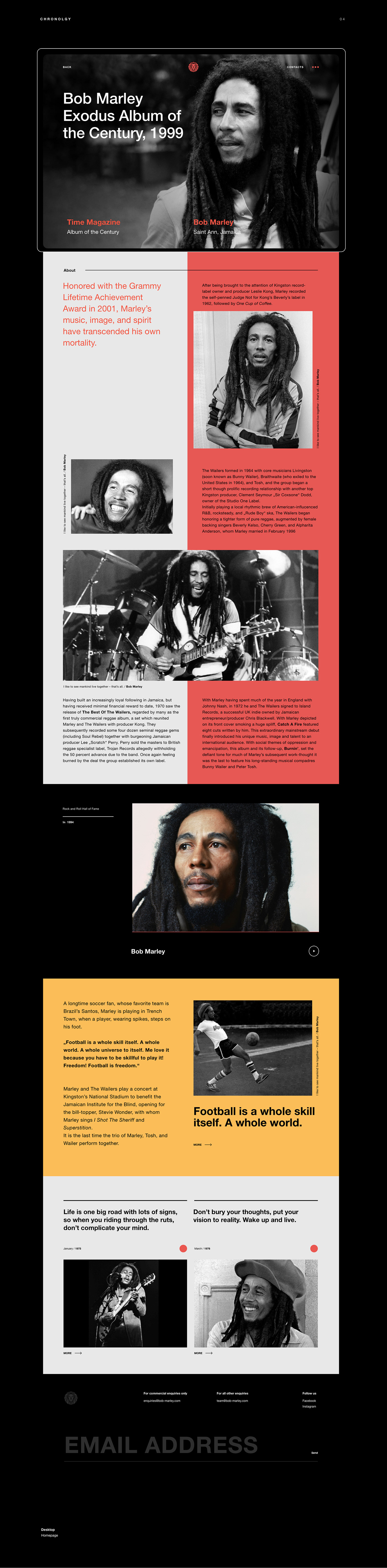 Webdesign UI UI/UX Website concept Bob Marley Web landingpage graphic design  ui design