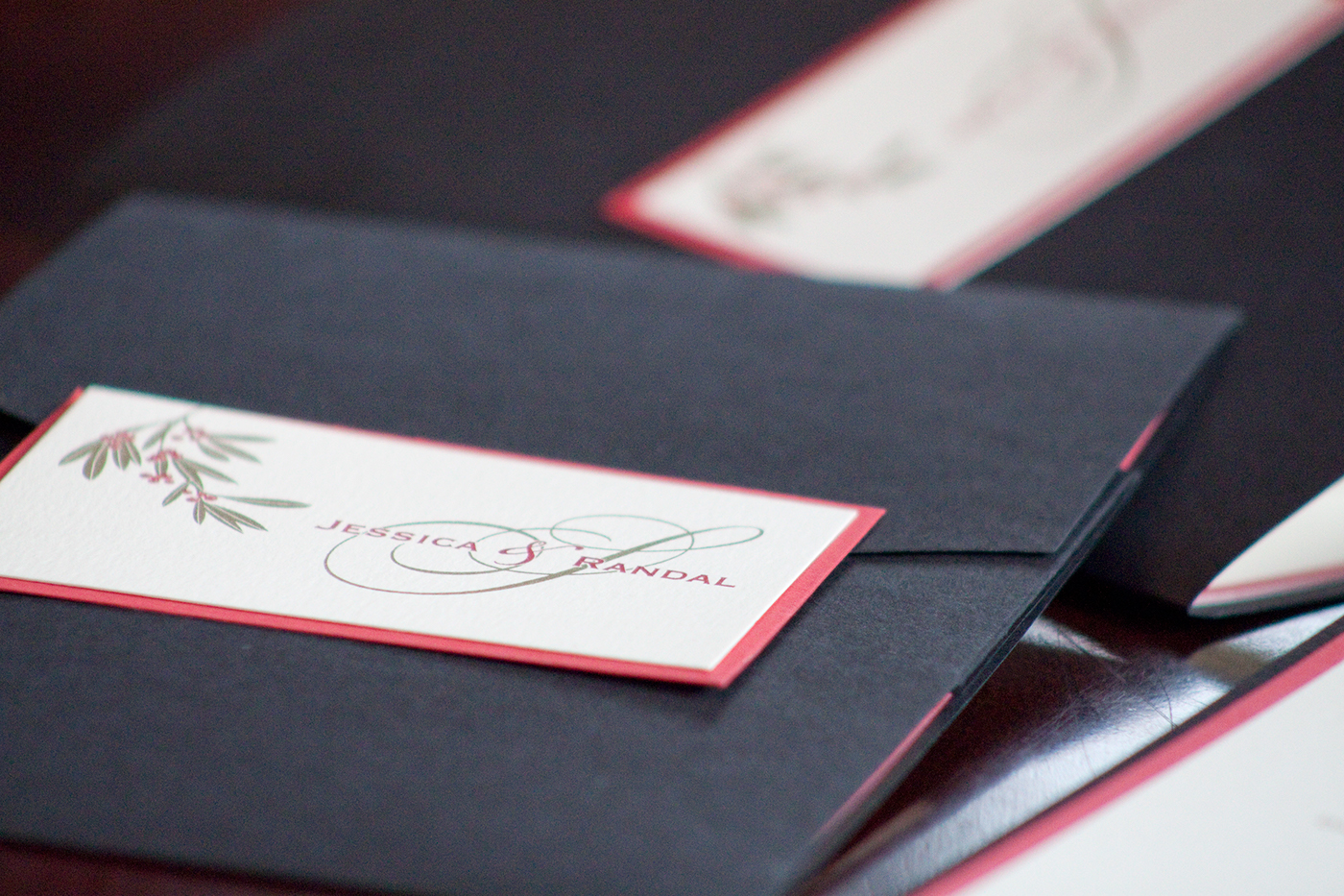 Adobe Portfolio wedding invitations pocket wedding invites Menu Card fold over program 2-color spot