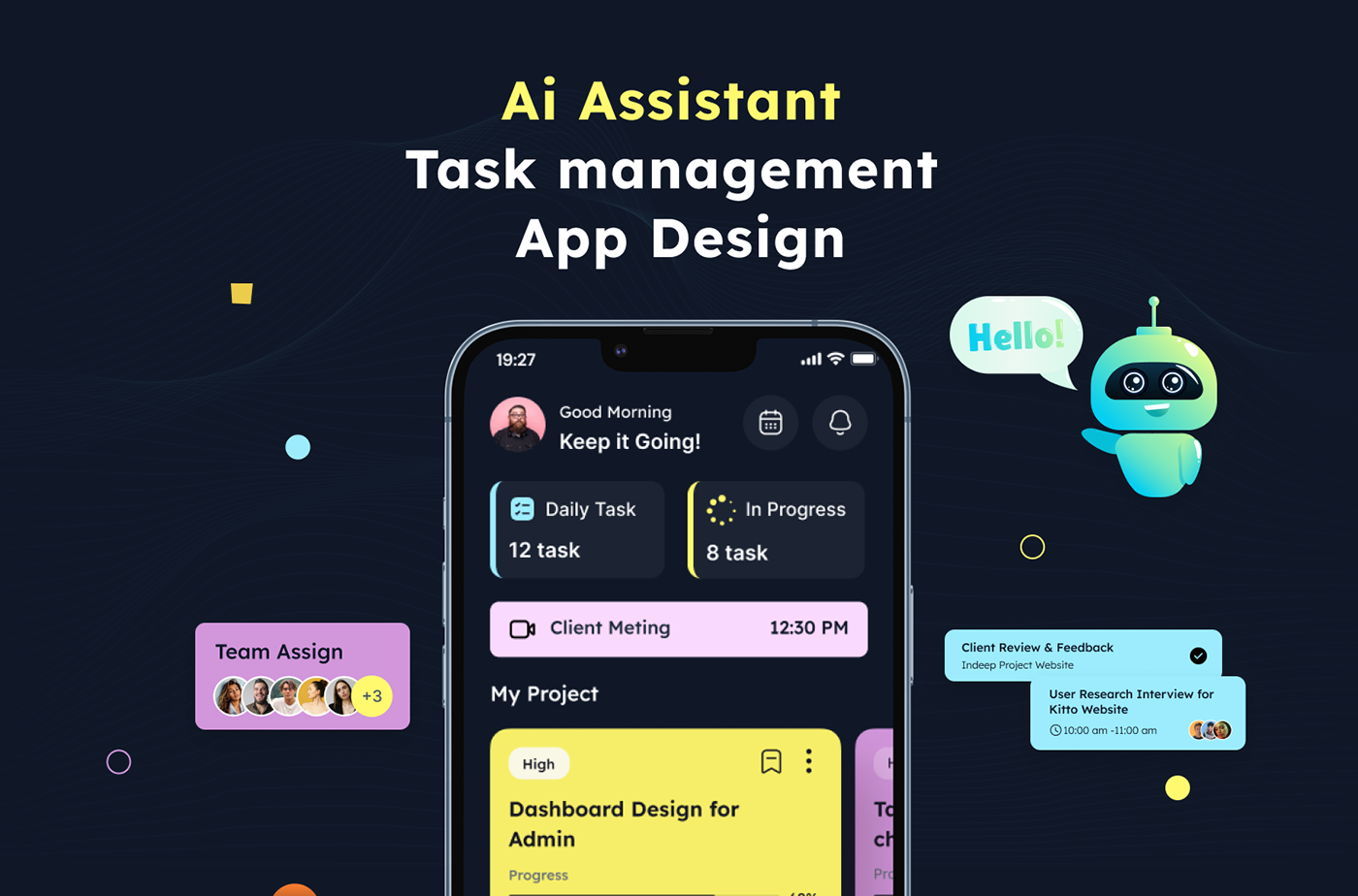 app design app task management UI/UX Mobile app Figma Project Management Ai task manager task manager UI