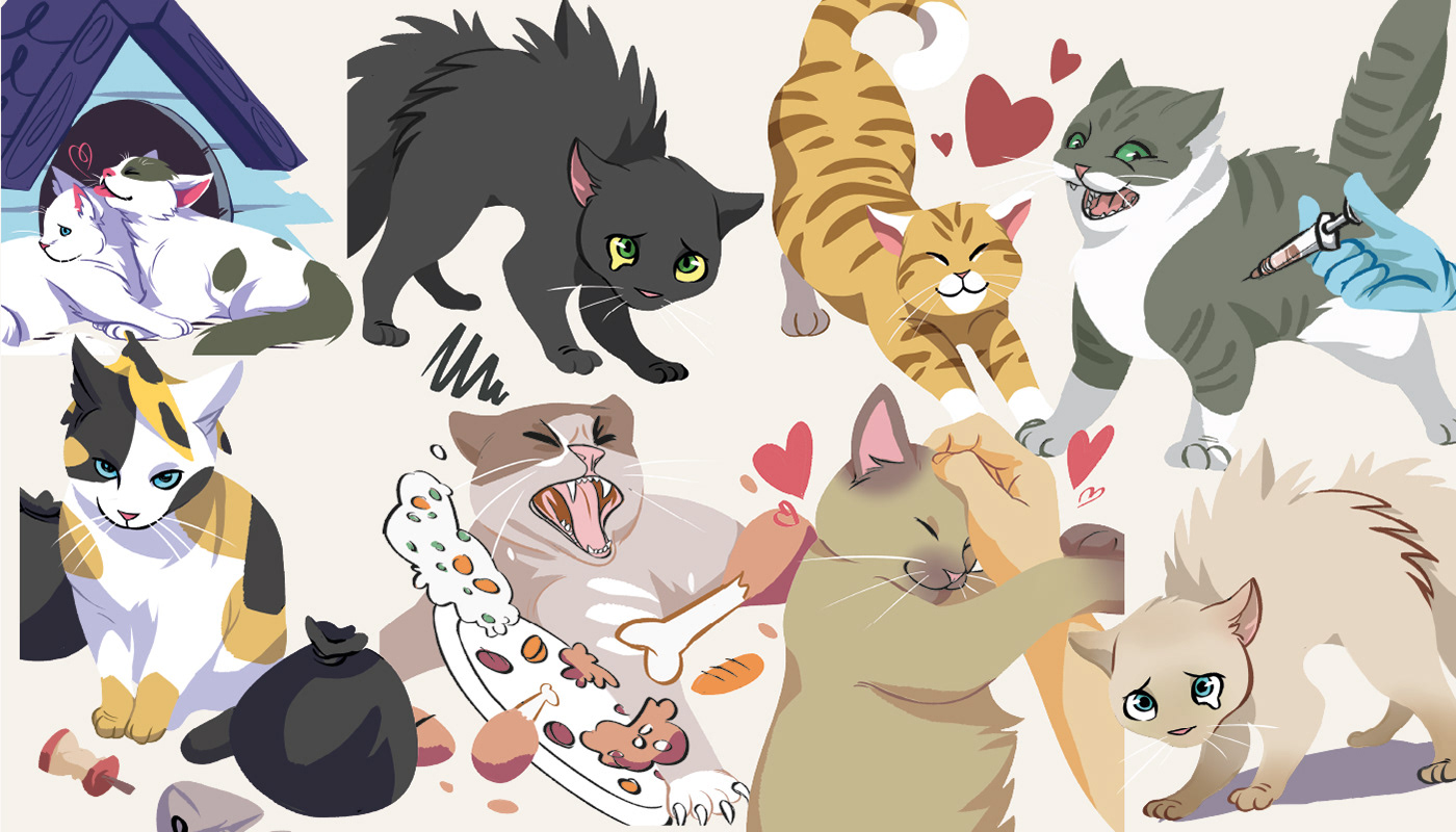 Design Social adoção Pet Cat ilustracion Drawing  social project posters banners ILLUSTRATION 