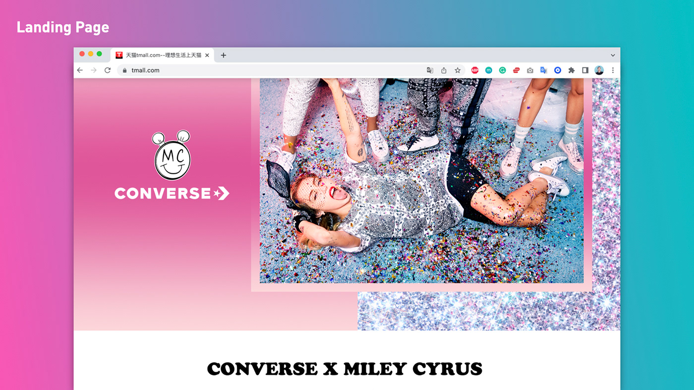 converse Display Ecommerce Glitter gradient landing page Layout Design miley cyrus pop UI/UX