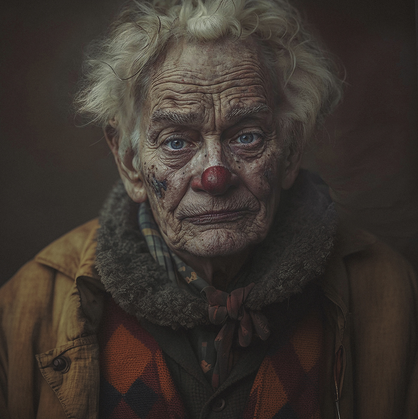 Elderly oap clown mental health Sadness emotion ai portraits aiartwork old