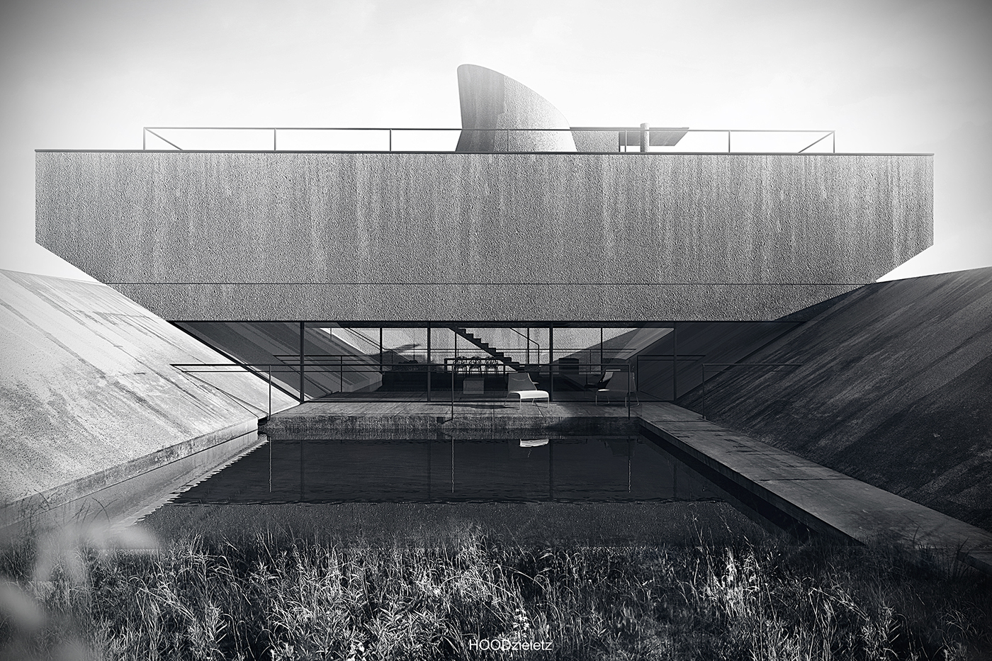 architecture Brutalism concrete visualization 3dsmax PS housing beton