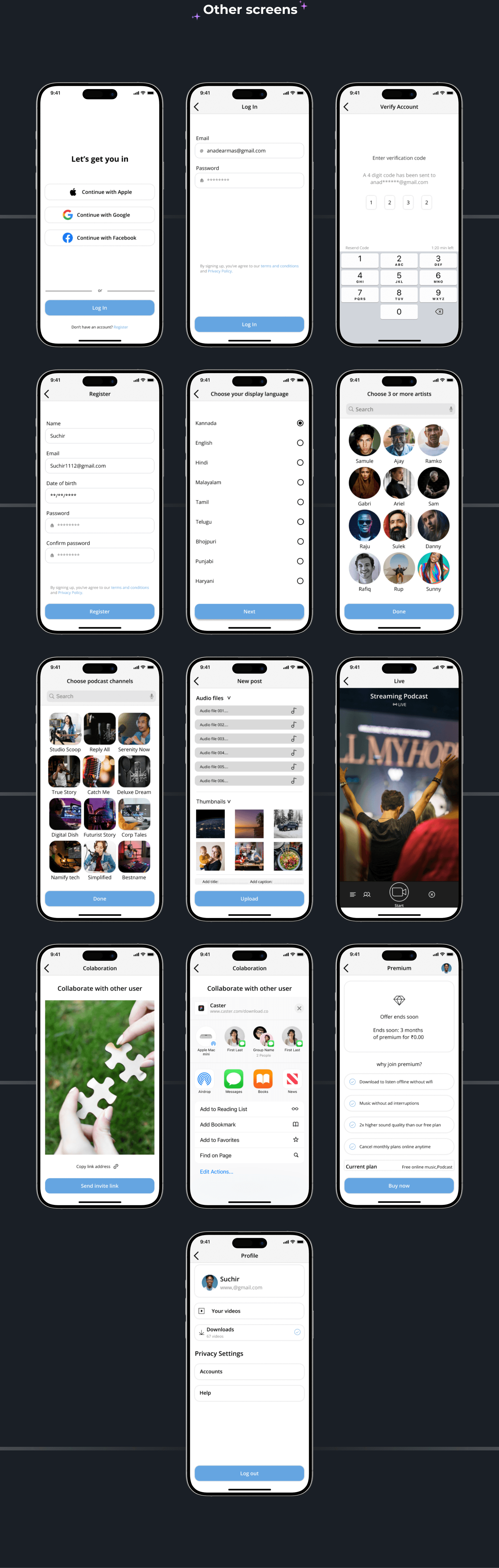 ui design Entertainment podcast UI/UX user interface Web Design  Mobile app Figma